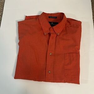 Sportswear Short Sleeve Shirt Men’s L Orange Plaid Cotton Blend Consensus